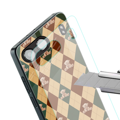 ted checkered pattern back phone cover | glass case for oneplus nord 4