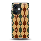 ted checkered pattern back phone cover | glass case for oneplus nord ce 3