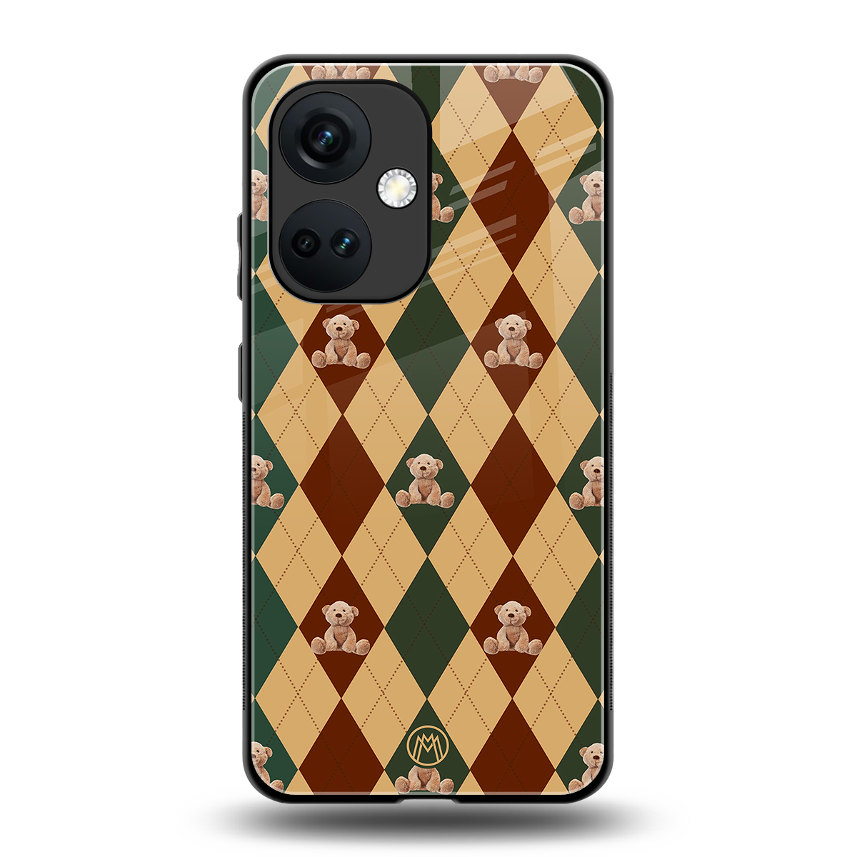 ted checkered pattern back phone cover | glass case for oneplus nord ce 3