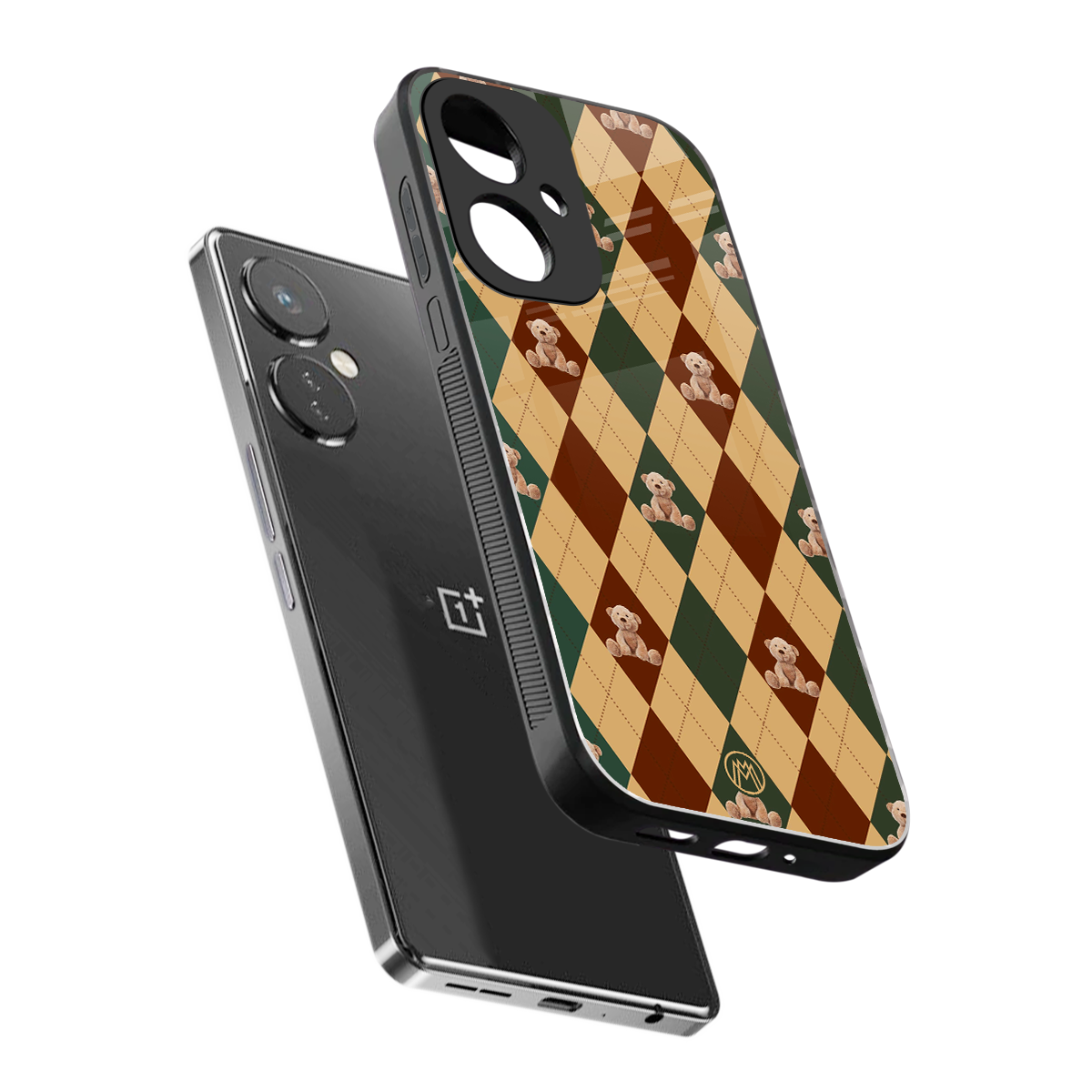 ted checkered pattern back phone cover | glass case for oneplus nord ce 3