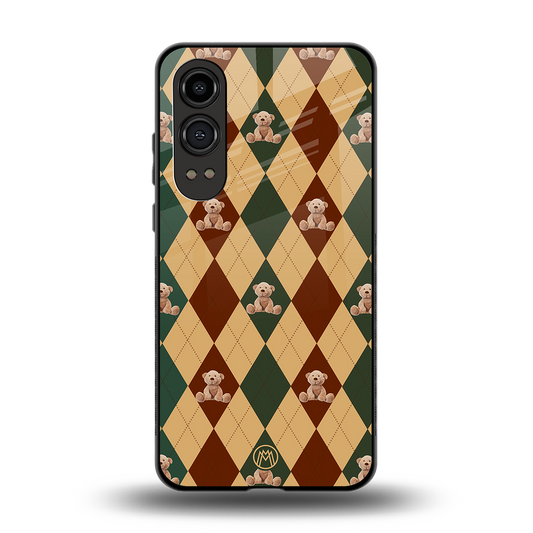 ted checkered pattern back phone cover | glass case for oneplus nord ce 4 lite