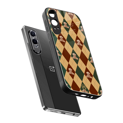 ted checkered pattern back phone cover | glass case for oneplus nord ce 4 lite