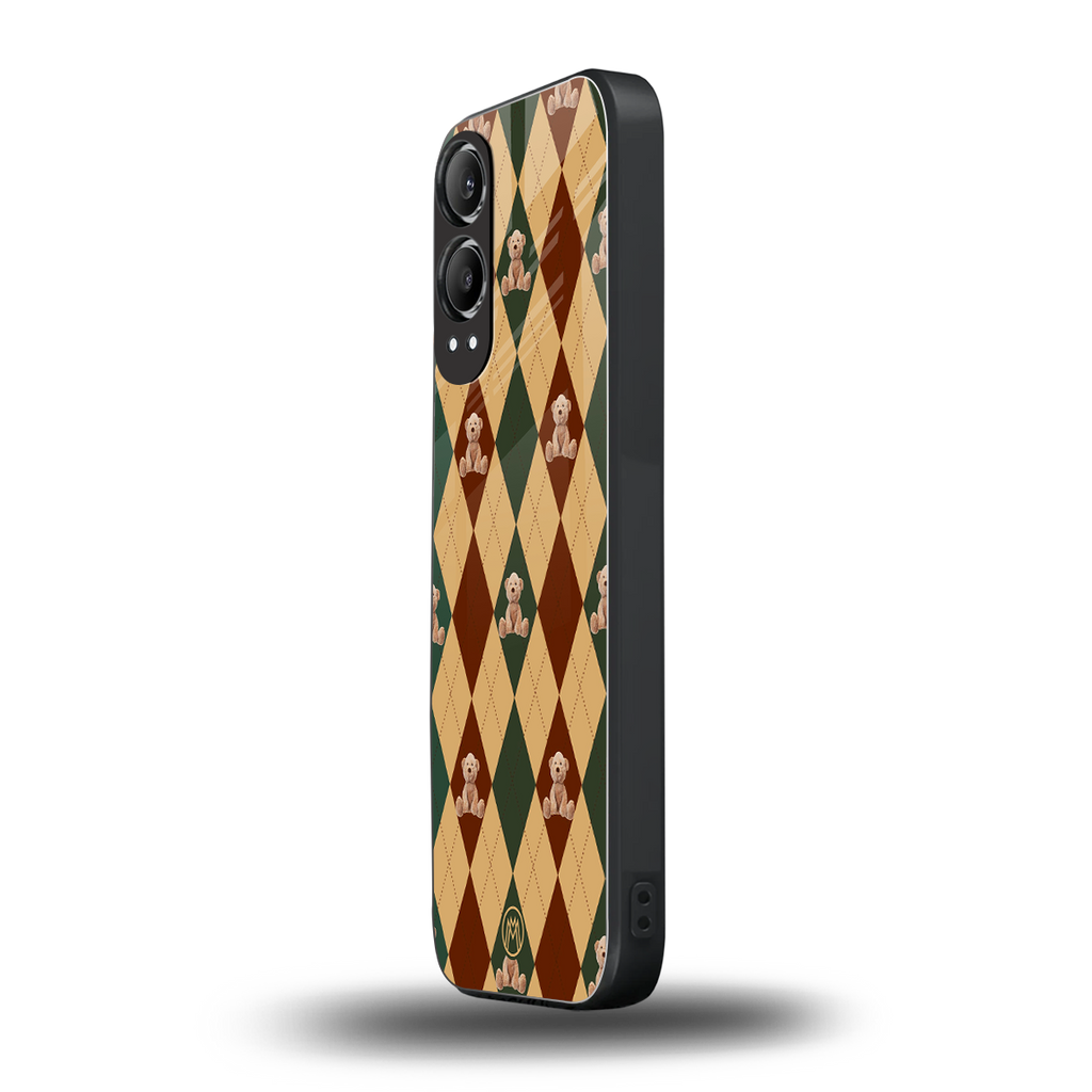 ted checkered pattern back phone cover | glass case for oneplus nord ce 4 lite