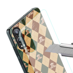 ted checkered pattern back phone cover | glass case for oneplus nord ce 4 lite
