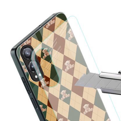 ted checkered pattern back phone cover | glass case for oneplus nord ce 4 lite