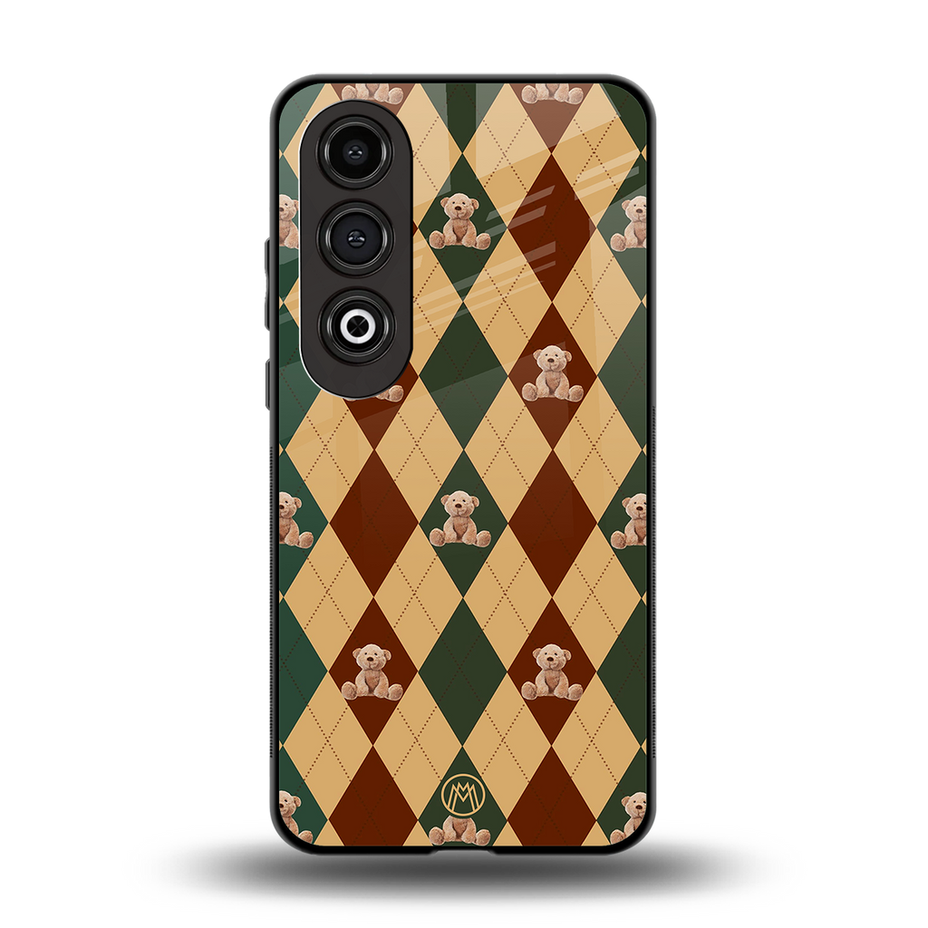 ted checkered pattern back phone cover | glass case for oneplus nord ce 4