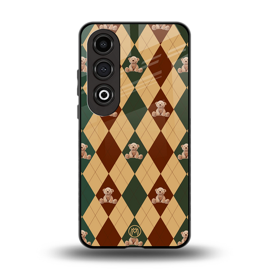 ted checkered pattern back phone cover | glass case for oneplus nord ce 4