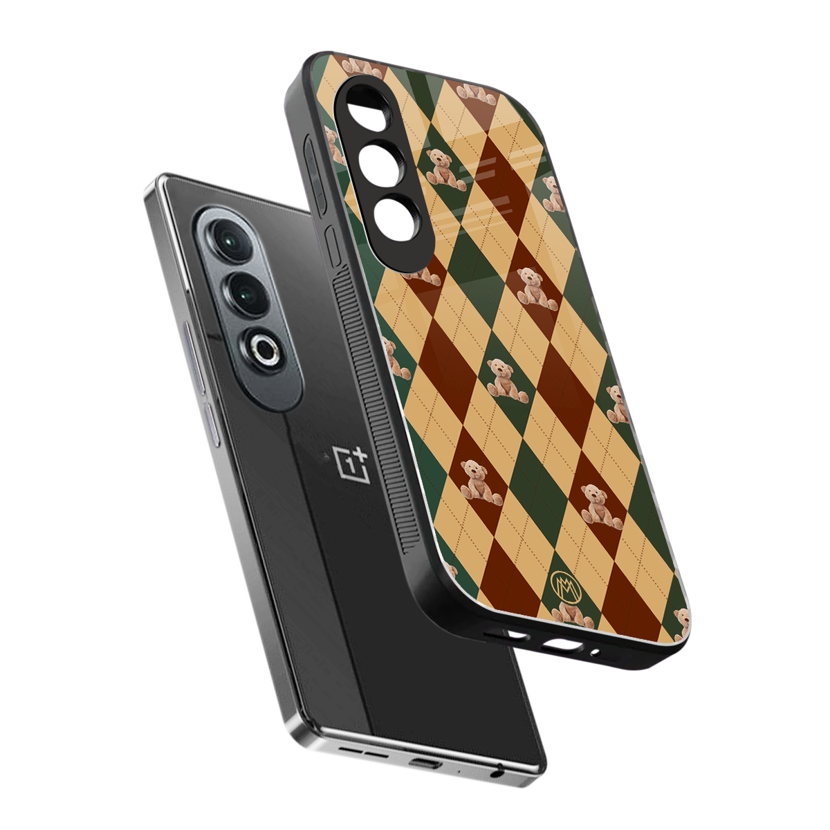 ted checkered pattern back phone cover | glass case for oneplus nord ce 4