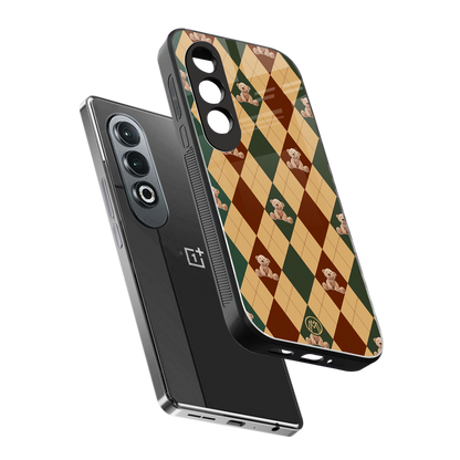 ted checkered pattern back phone cover | glass case for oneplus nord ce 4