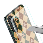 ted checkered pattern back phone cover | glass case for oneplus nord ce 4