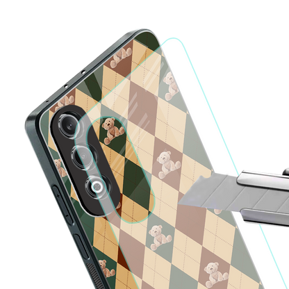 ted checkered pattern back phone cover | glass case for oneplus nord ce 4