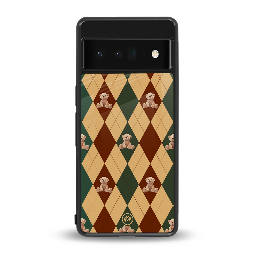 ted checkered pattern back phone cover | glass case for google pixel 6 pro
