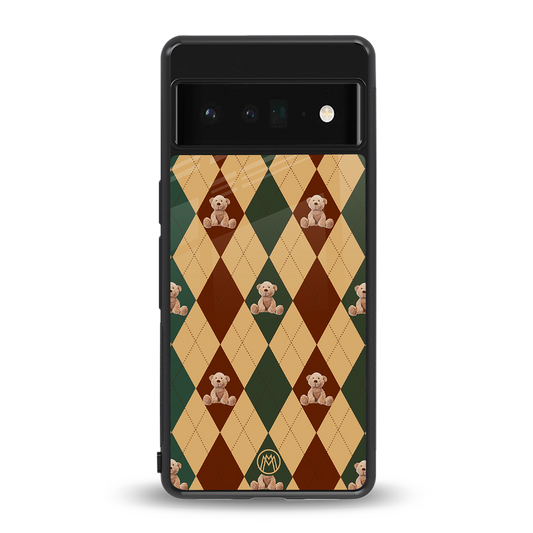 ted checkered pattern back phone cover | glass case for google pixel 6 pro