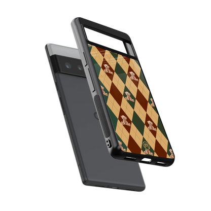 ted checkered pattern back phone cover | glass case for google pixel 6 pro