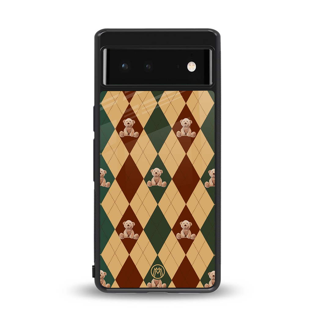 ted checkered pattern back phone cover | glass case for Google Pixel 6A