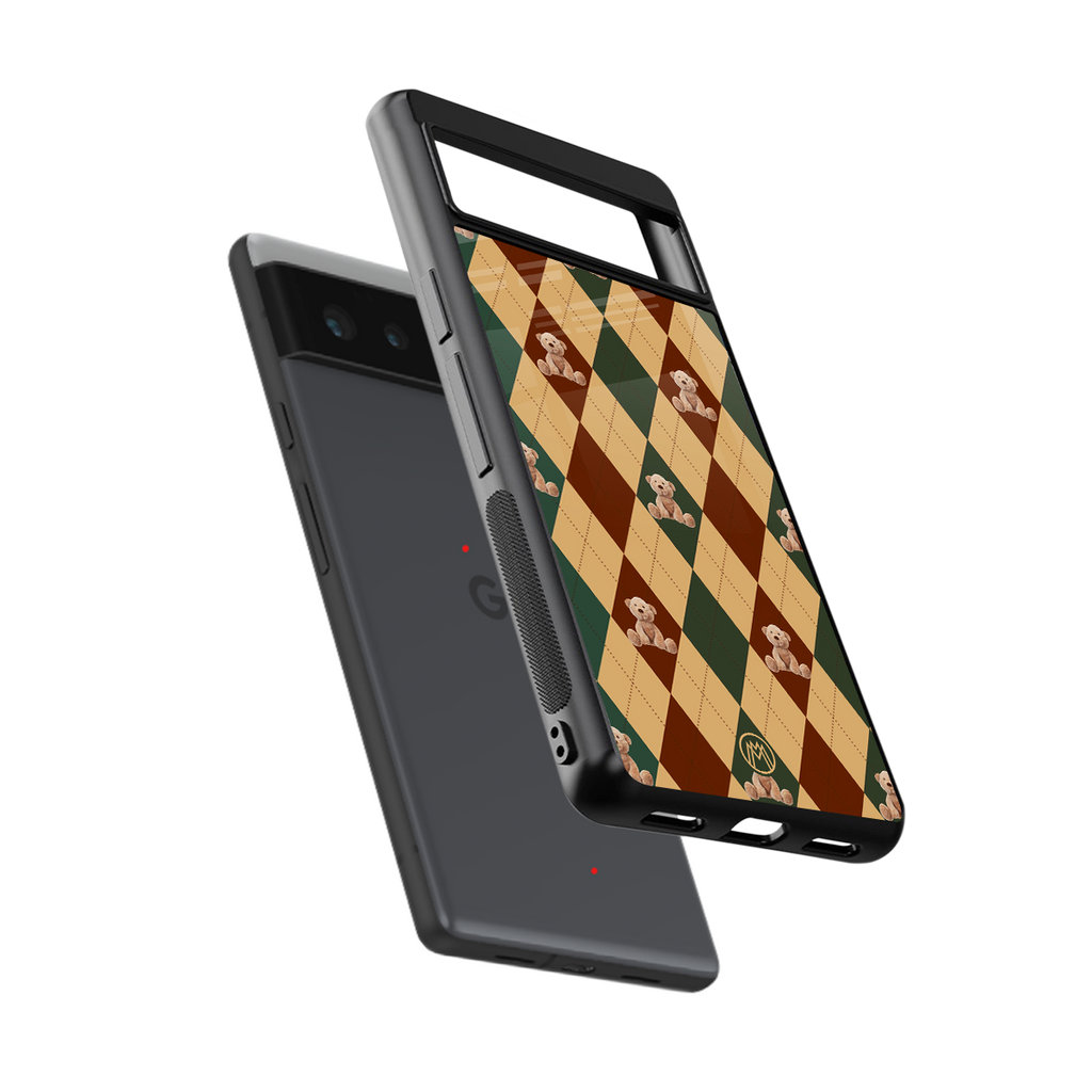 ted checkered pattern back phone cover | glass case for Google Pixel 6A