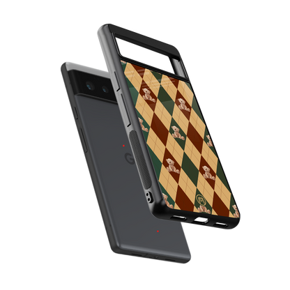 ted checkered pattern back phone cover | glass case for Google Pixel 6A