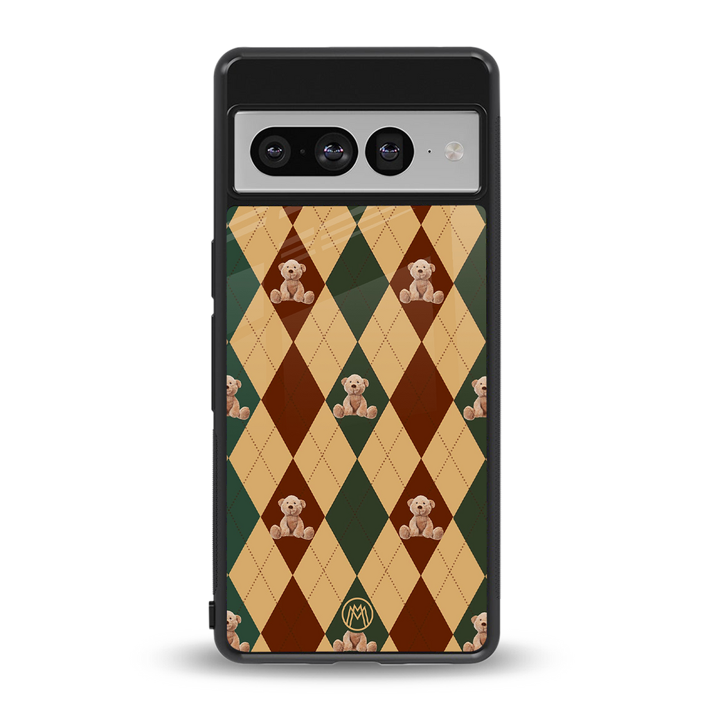 ted checkered pattern back phone cover | glass case for google pixel 7 pro