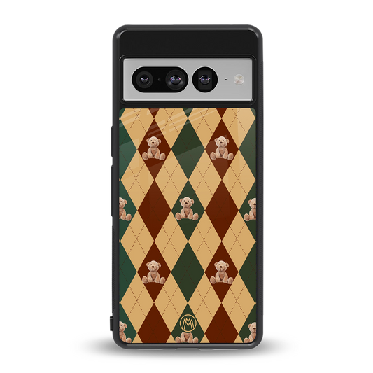 ted checkered pattern back phone cover | glass case for google pixel 7 pro