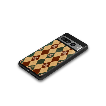 ted checkered pattern back phone cover | glass case for google pixel 7 pro