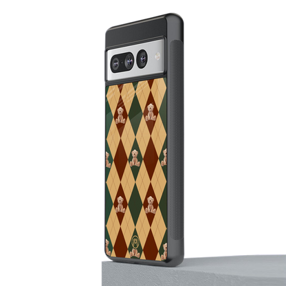 ted checkered pattern back phone cover | glass case for google pixel 7 pro