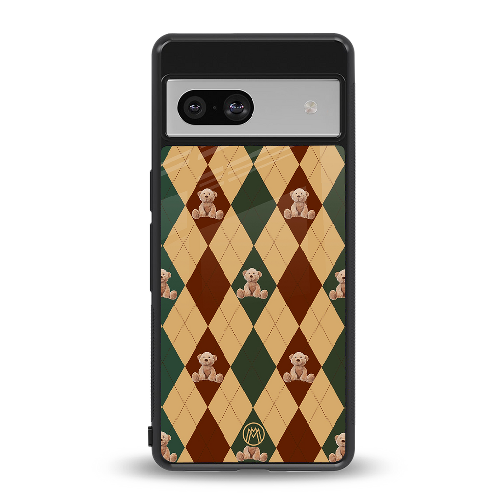 ted checkered pattern back phone cover | glass case for Google Pixel 7