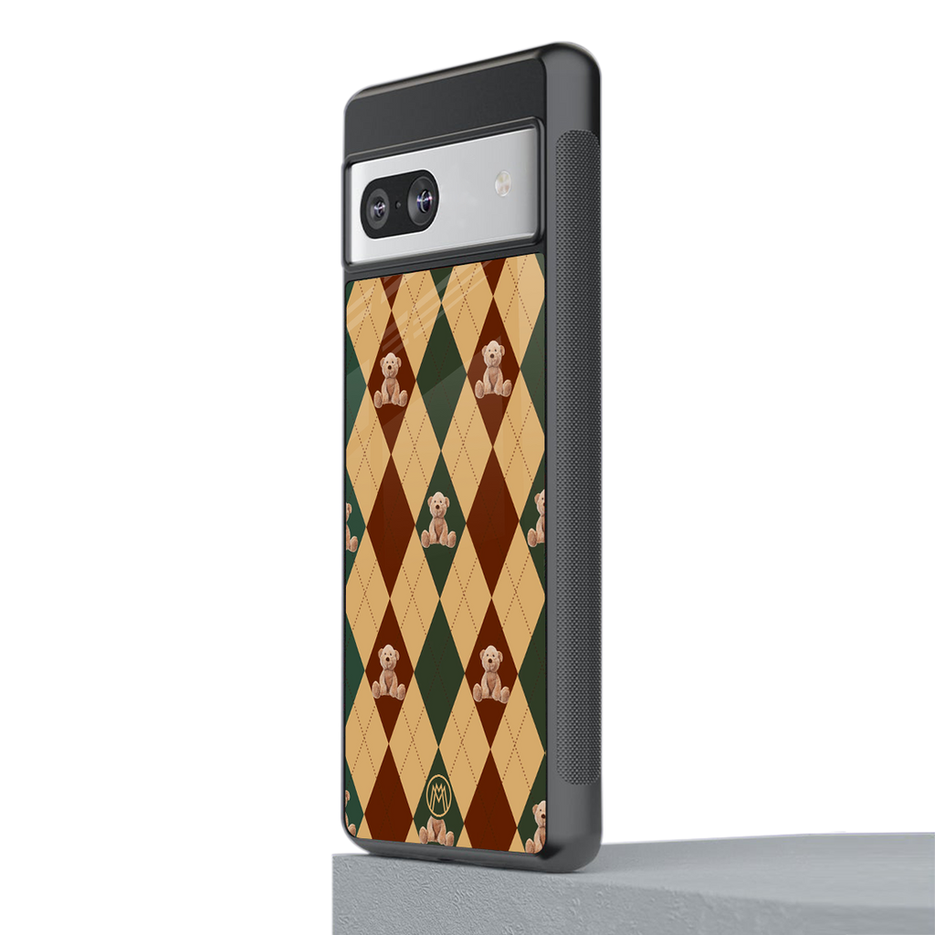 ted checkered pattern back phone cover | glass case for Google Pixel 7