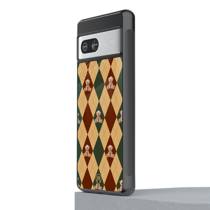 ted checkered pattern back phone cover | glass case for Google Pixel 7A