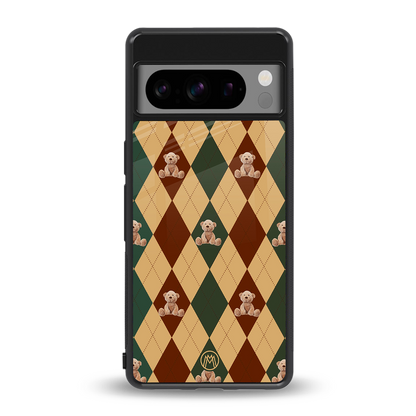 ted checkered pattern back phone cover | glass case for google pixel 8 pro