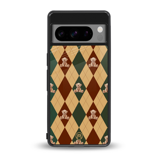 ted checkered pattern back phone cover | glass case for google pixel 8 pro