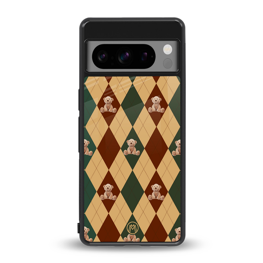 ted checkered pattern back phone cover | glass case for google pixel 8 pro