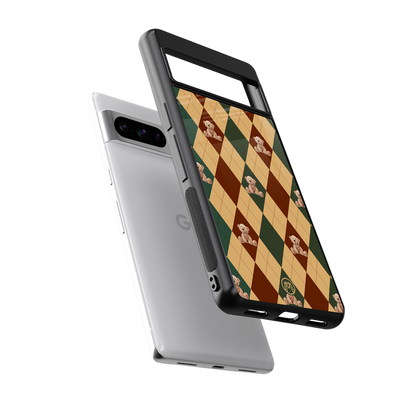 ted checkered pattern back phone cover | glass case for google pixel 8 pro