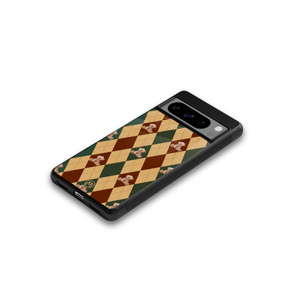 ted checkered pattern back phone cover | glass case for google pixel 8 pro