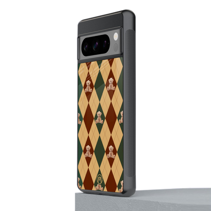 ted checkered pattern back phone cover | glass case for google pixel 8 pro