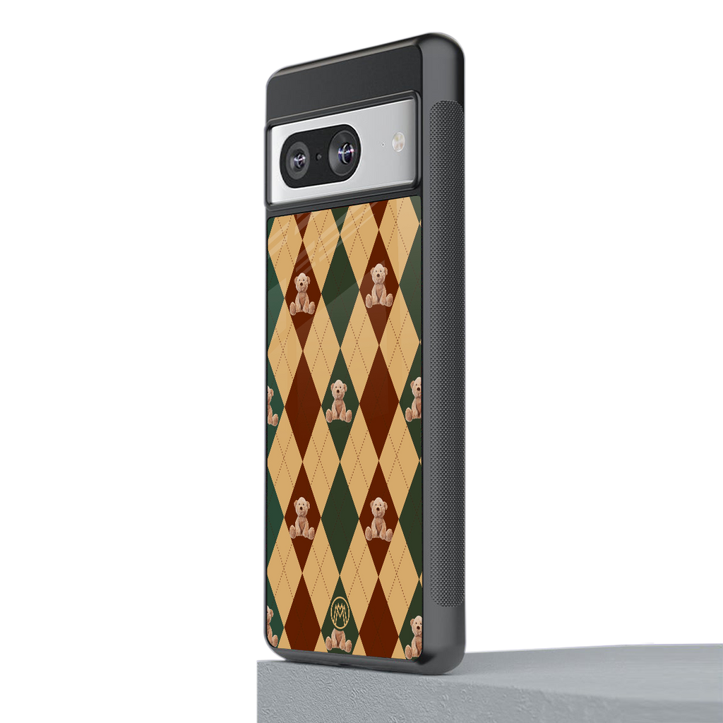 ted checkered pattern back phone cover | glass case for Google Pixel 8
