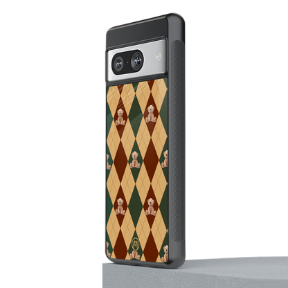 ted checkered pattern back phone cover | glass case for Google Pixel 8