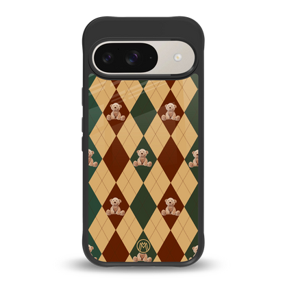 ted checkered pattern back phone cover | glass case for google pixel 9