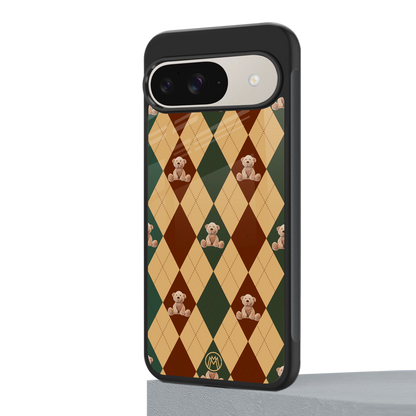 ted checkered pattern back phone cover | glass case for google pixel 9
