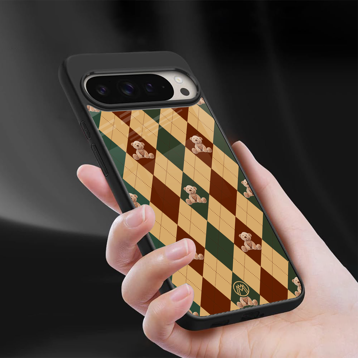 ted checkered pattern back phone cover | glass case for google pixel 9 pro xl