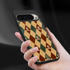 ted checkered pattern back phone cover | glass case for google pixel 9 pro