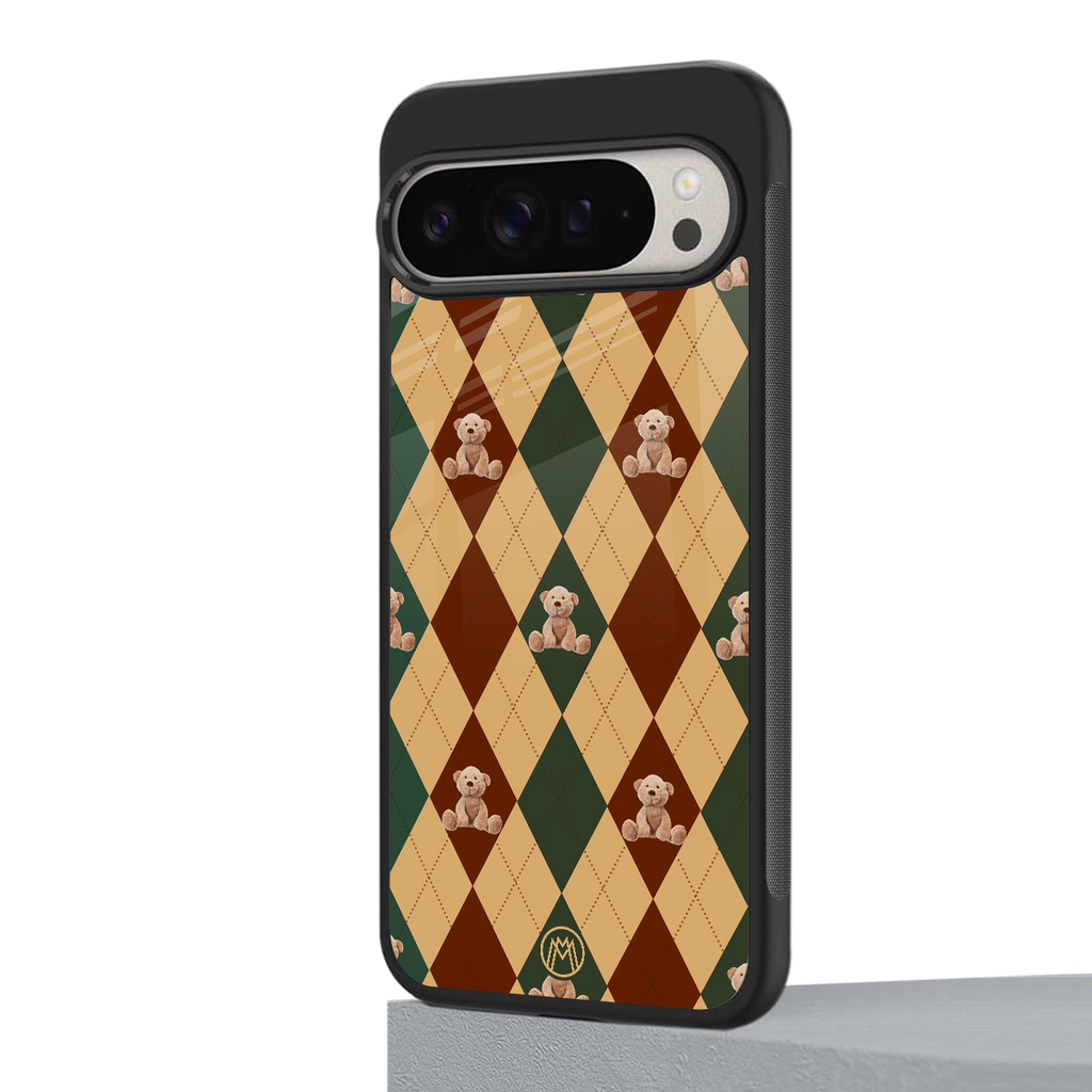 ted checkered pattern back phone cover | glass case for google pixel 9 pro