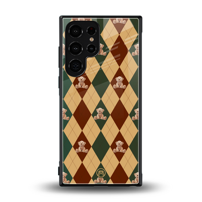 ted checkered pattern back phone cover | glass case for samsung galaxy s24 ultra
