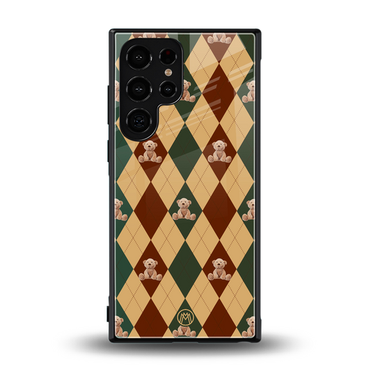 ted checkered pattern back phone cover | glass case for samsung galaxy s24 ultra