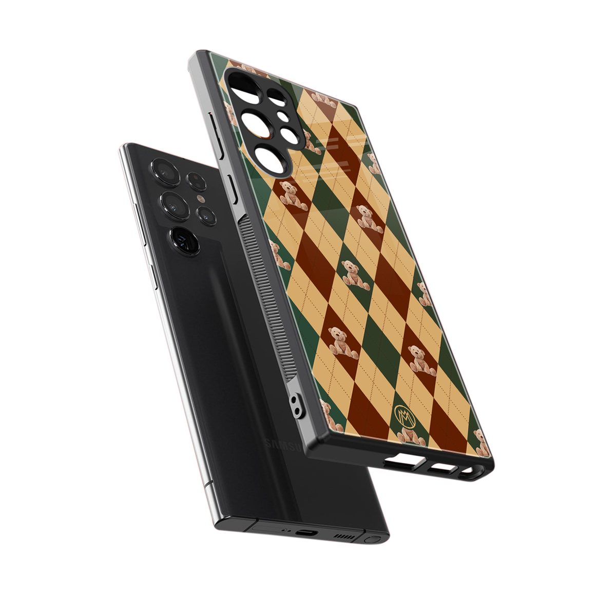ted checkered pattern back phone cover | glass case for samsung galaxy s23 ultra