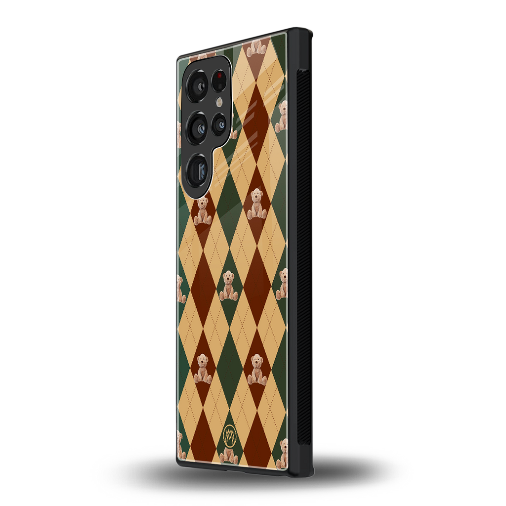 ted checkered pattern back phone cover | glass case for samsung galaxy s23 ultra