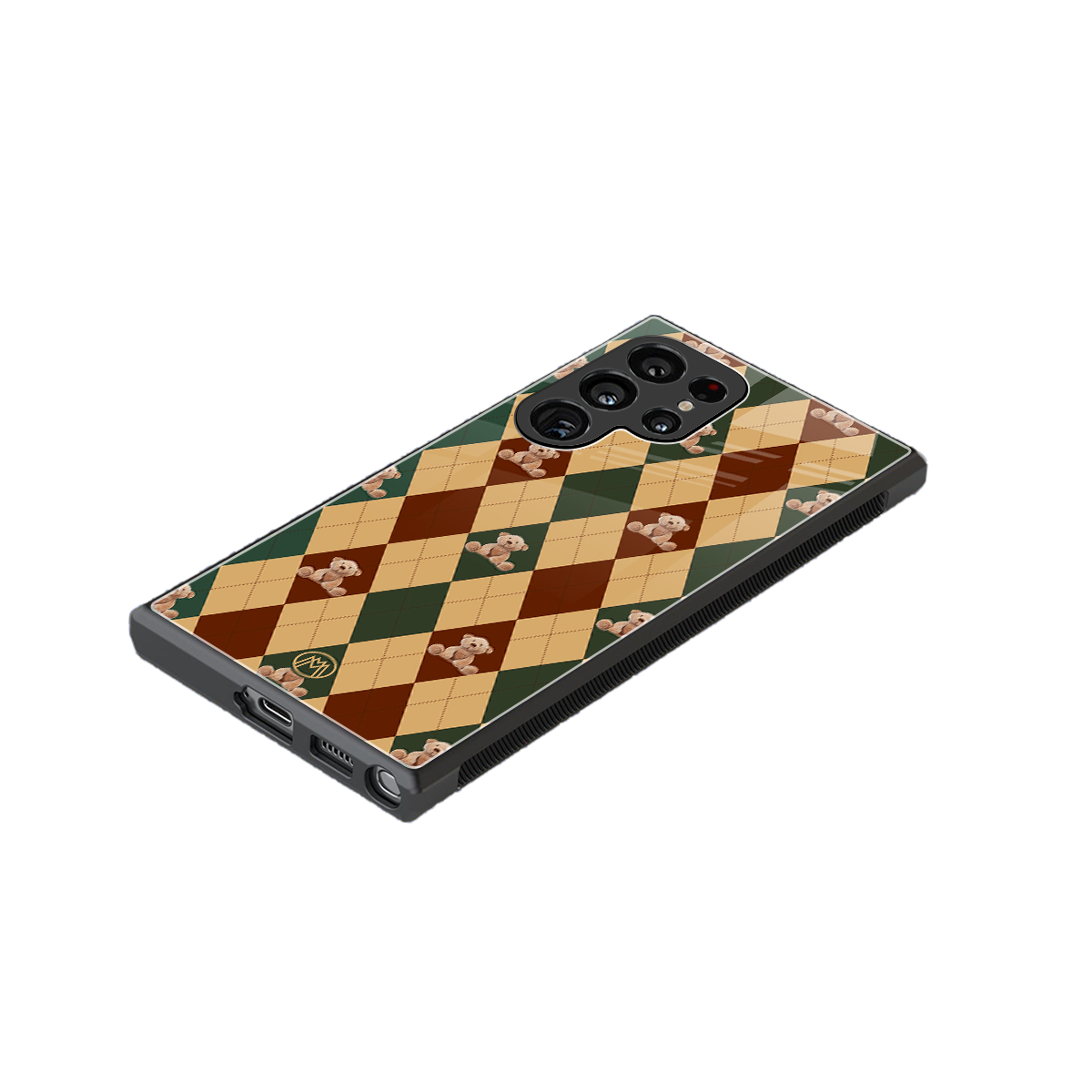 ted checkered pattern back phone cover | glass case for samsung galaxy s24 ultra