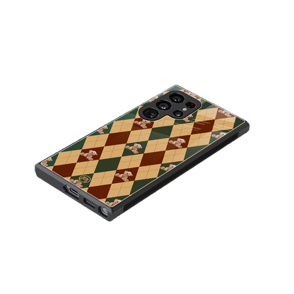 ted checkered pattern back phone cover | glass case for samsung galaxy s24 ultra