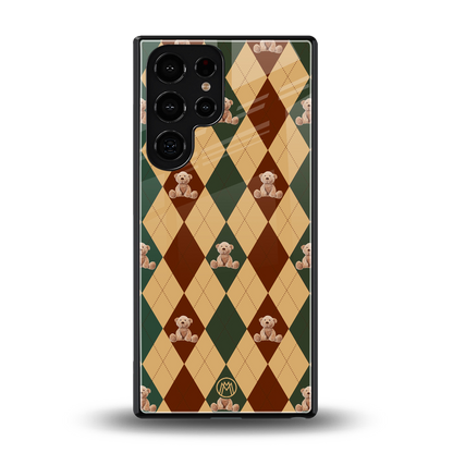 ted checkered pattern back phone cover | glass case for samsung galaxy s25 ultra