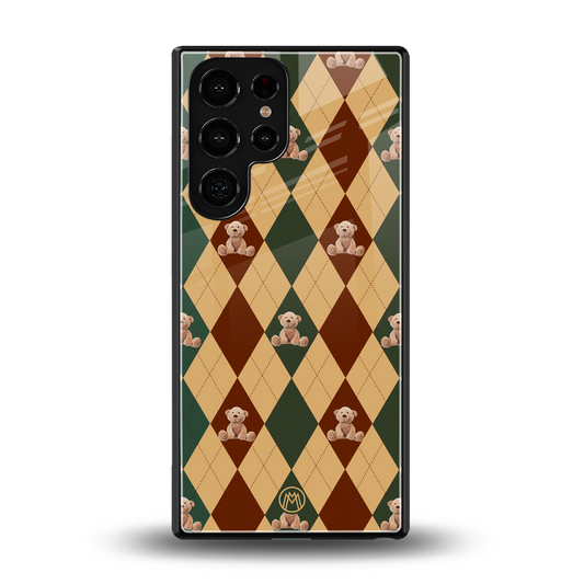 ted checkered pattern back phone cover | glass case for samsung galaxy s25 ultra