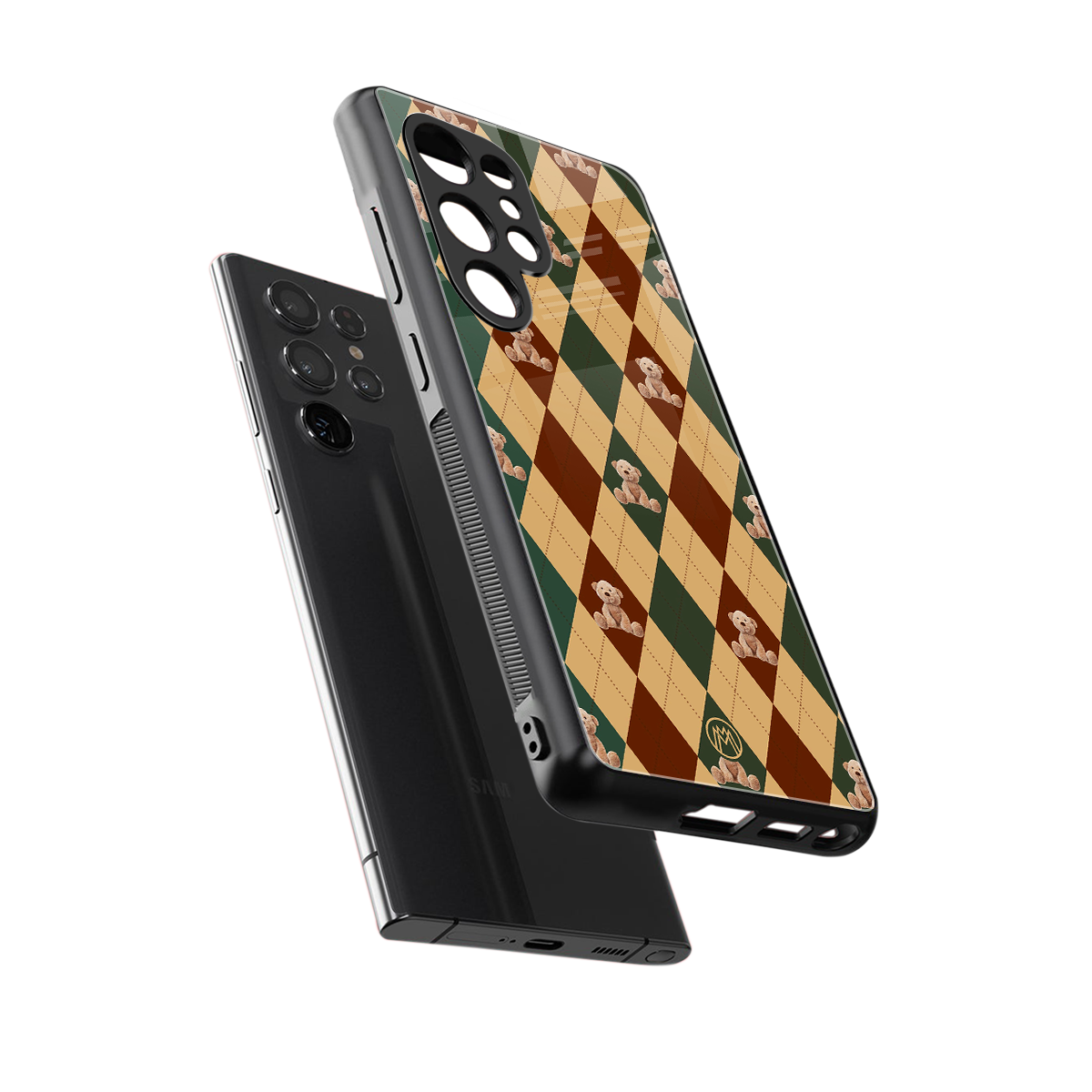 ted checkered pattern back phone cover | glass case for samsung galaxy s25 ultra